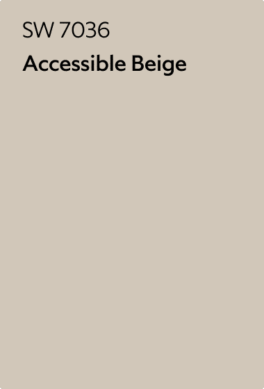 A Sherwin-Williams Color Chip for Accessible Beige SW 7036.