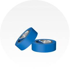 Two rolls of blue painter's tape.
